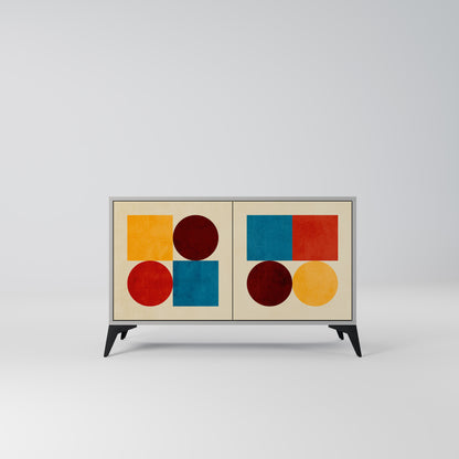 GEOMETRIC PUZZLE 2-Door Sideboard in Grey Finish