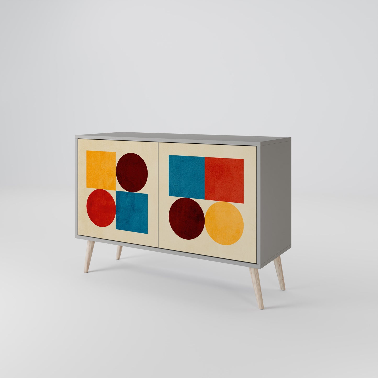 GEOMETRIC PUZZLE 2-Door Sideboard in Grey Finish