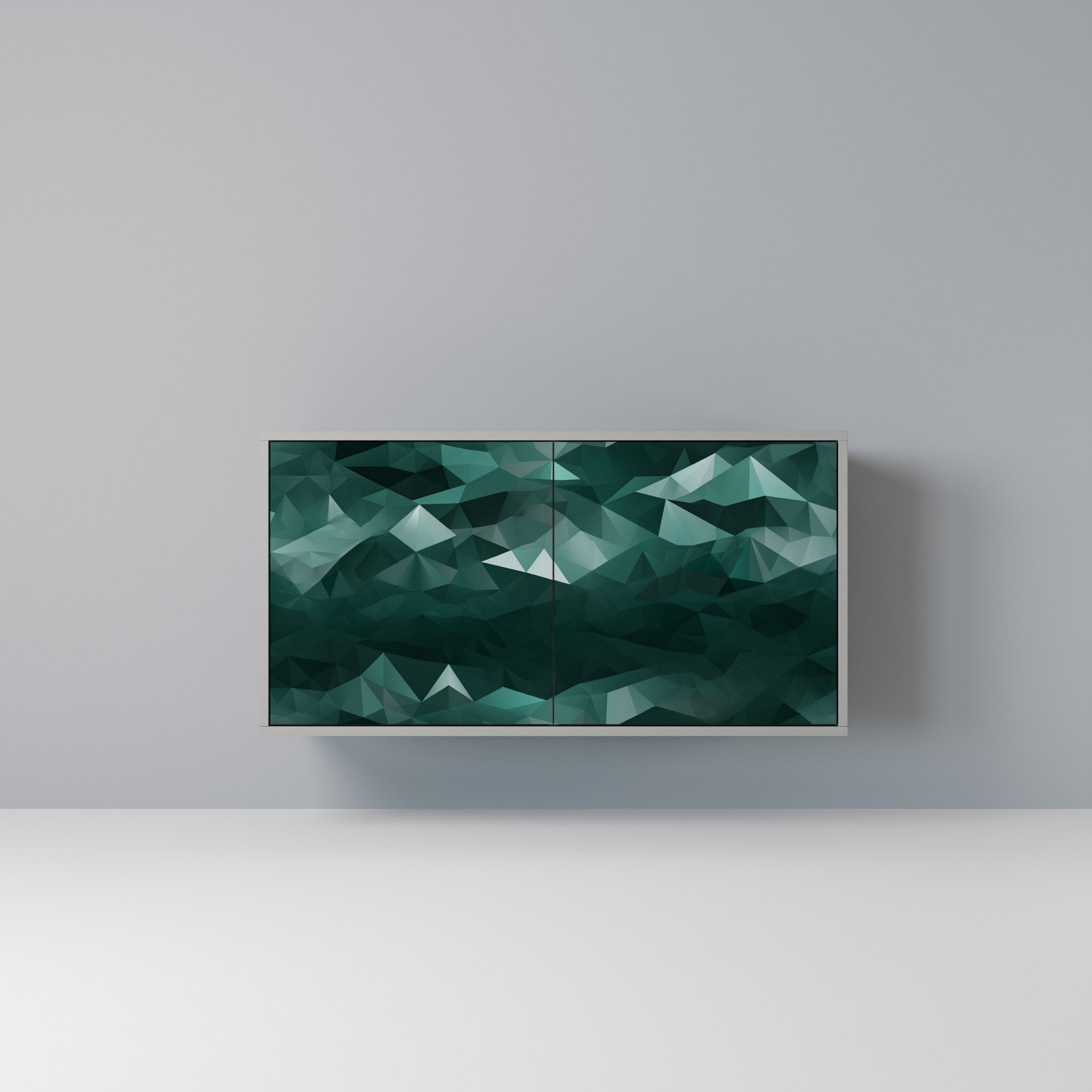 POLYGONAL FLYTANDE 2-dörrars skänk i grå finish
