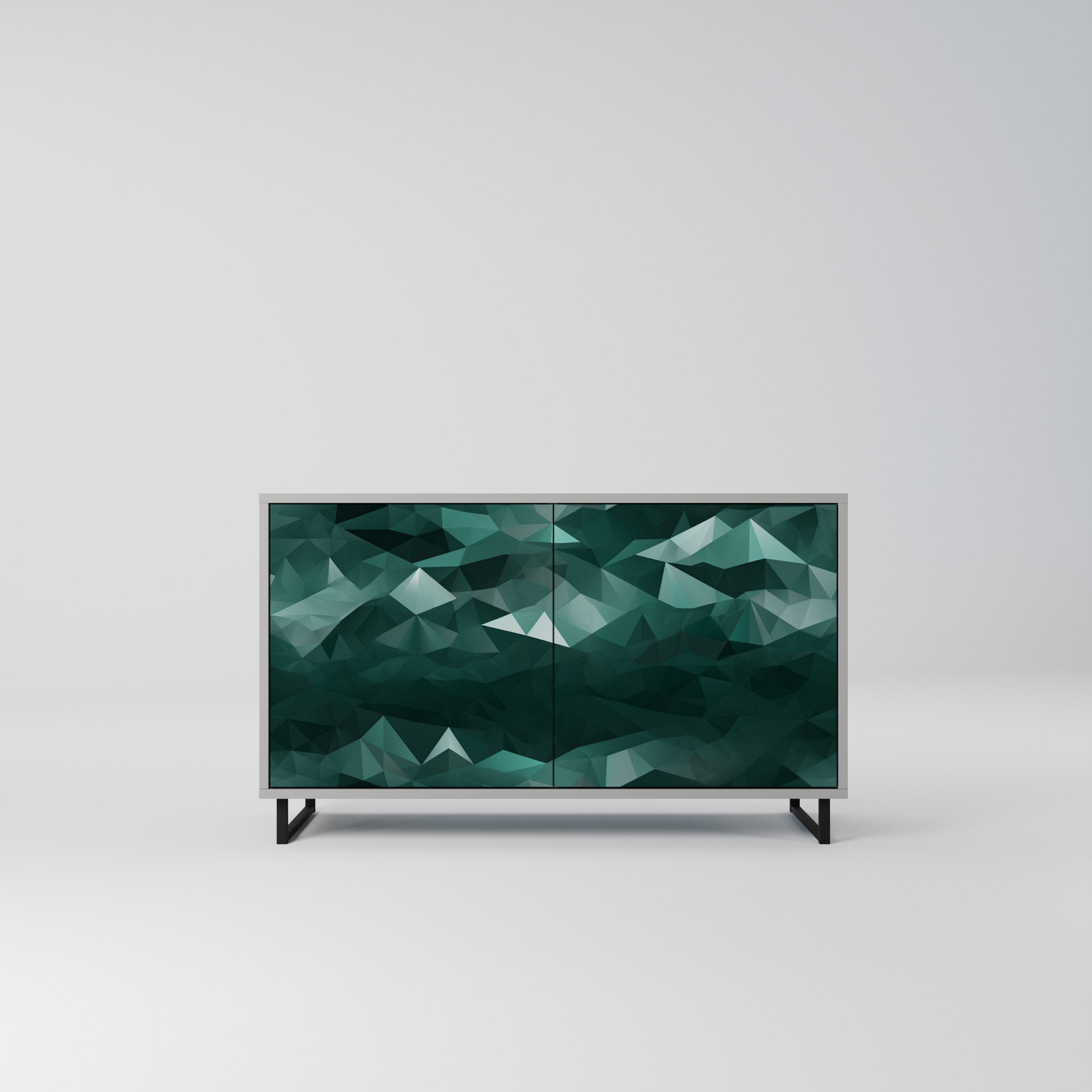 POLYGONAL FLYTANDE 2-dörrars skänk i grå finish
