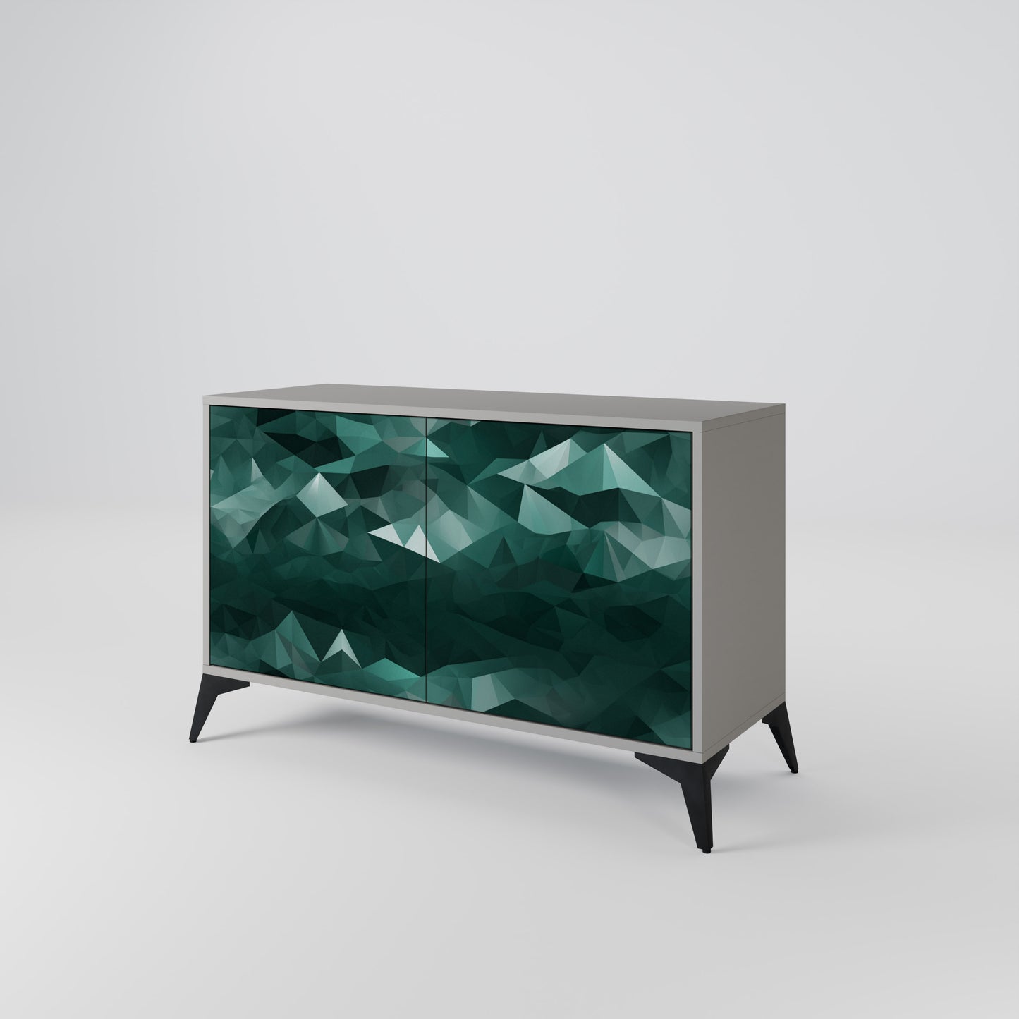 POLYGONAL FLOATING 2-Door Sideboard in Grey Finish