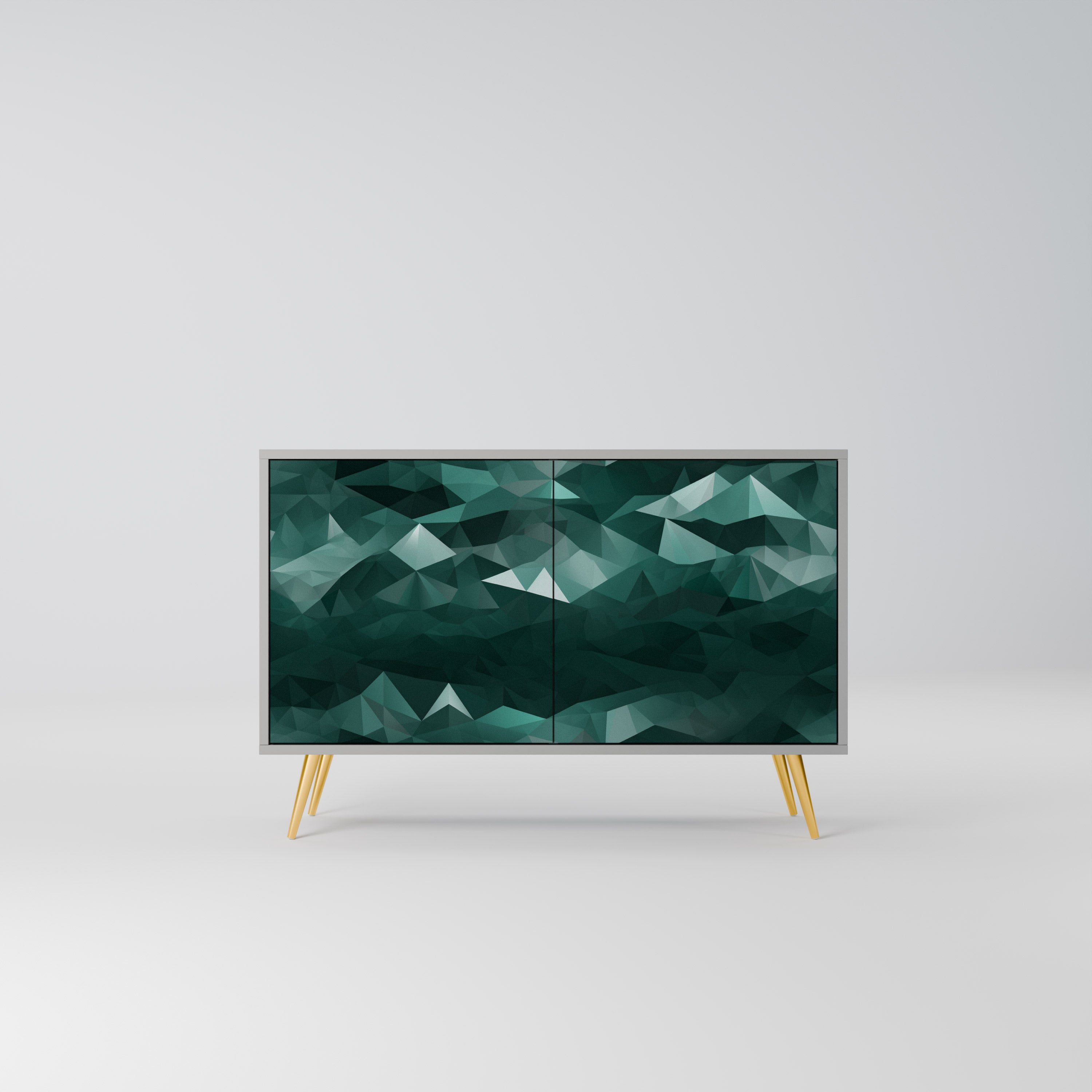 POLYGONAL FLYTANDE 2-dörrars skänk i grå finish