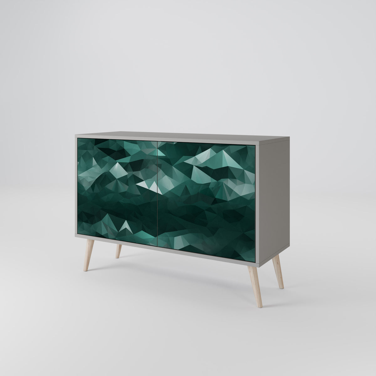 POLYGONAL FLOATING Skänk med två dörrar