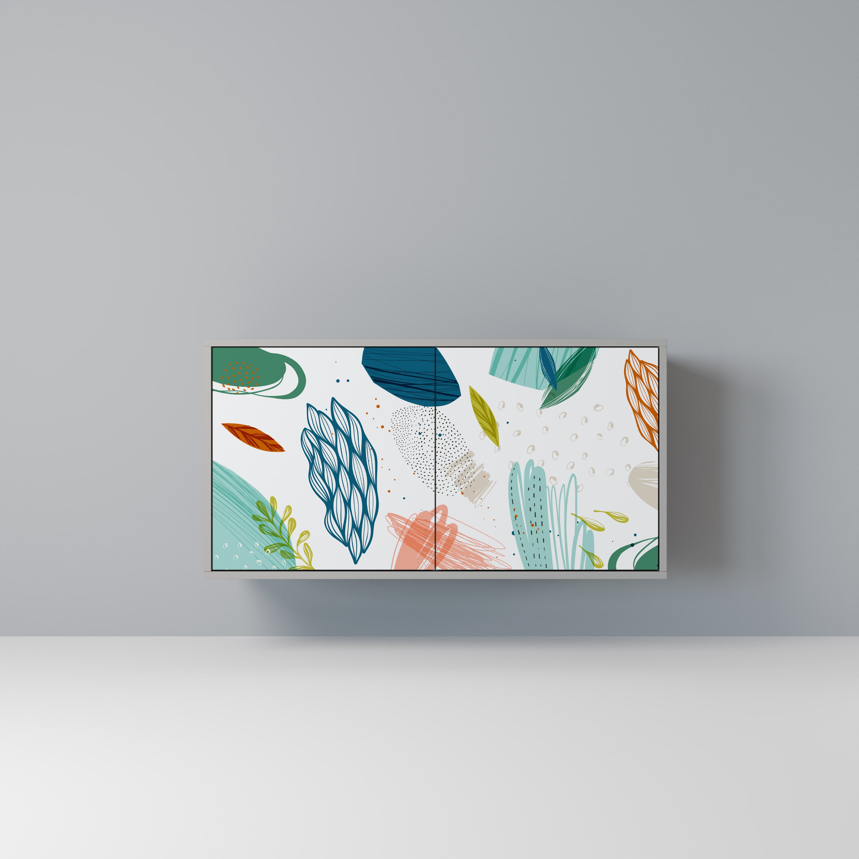 BOTANICAL HURRICANE 2-dörrars skänk i grå finish