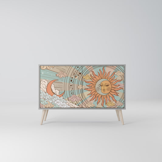 MYSTICAL STRUCTURE 2-Door Sideboard in Grey Finish