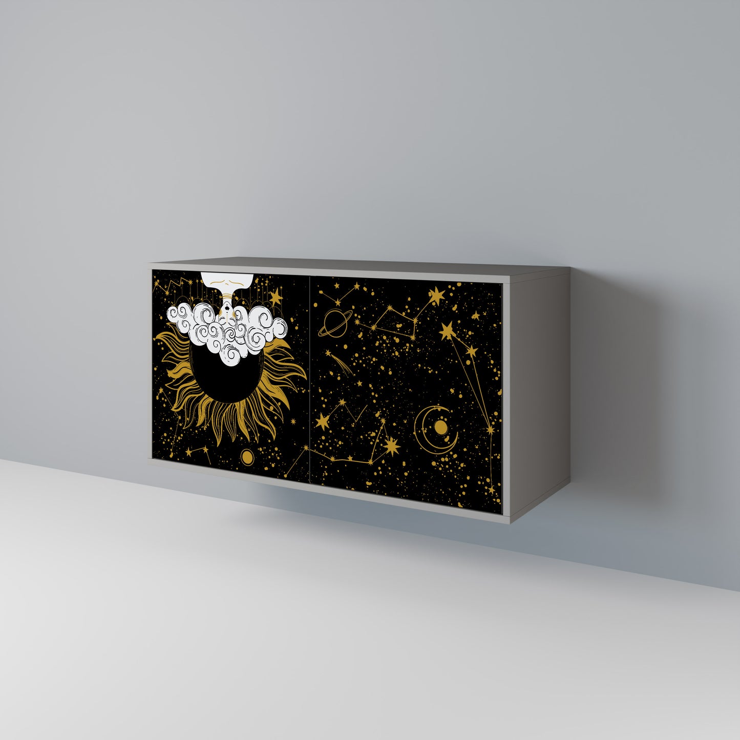 STELLAR CONSTELLATIONS 2-dörrars skänk i grå finish