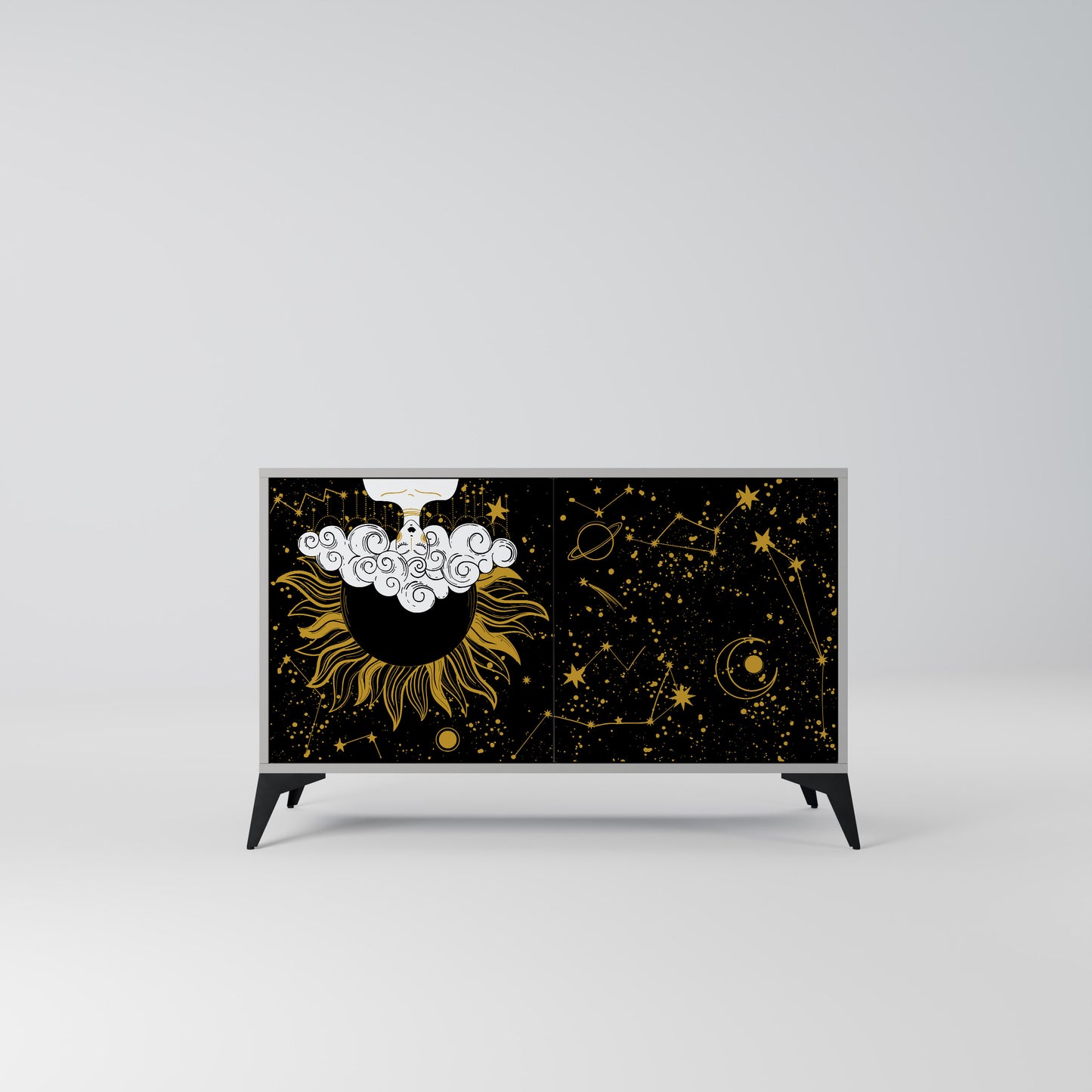 STELLAR CONSTELLATIONS 2-dörrars skänk i grå finish