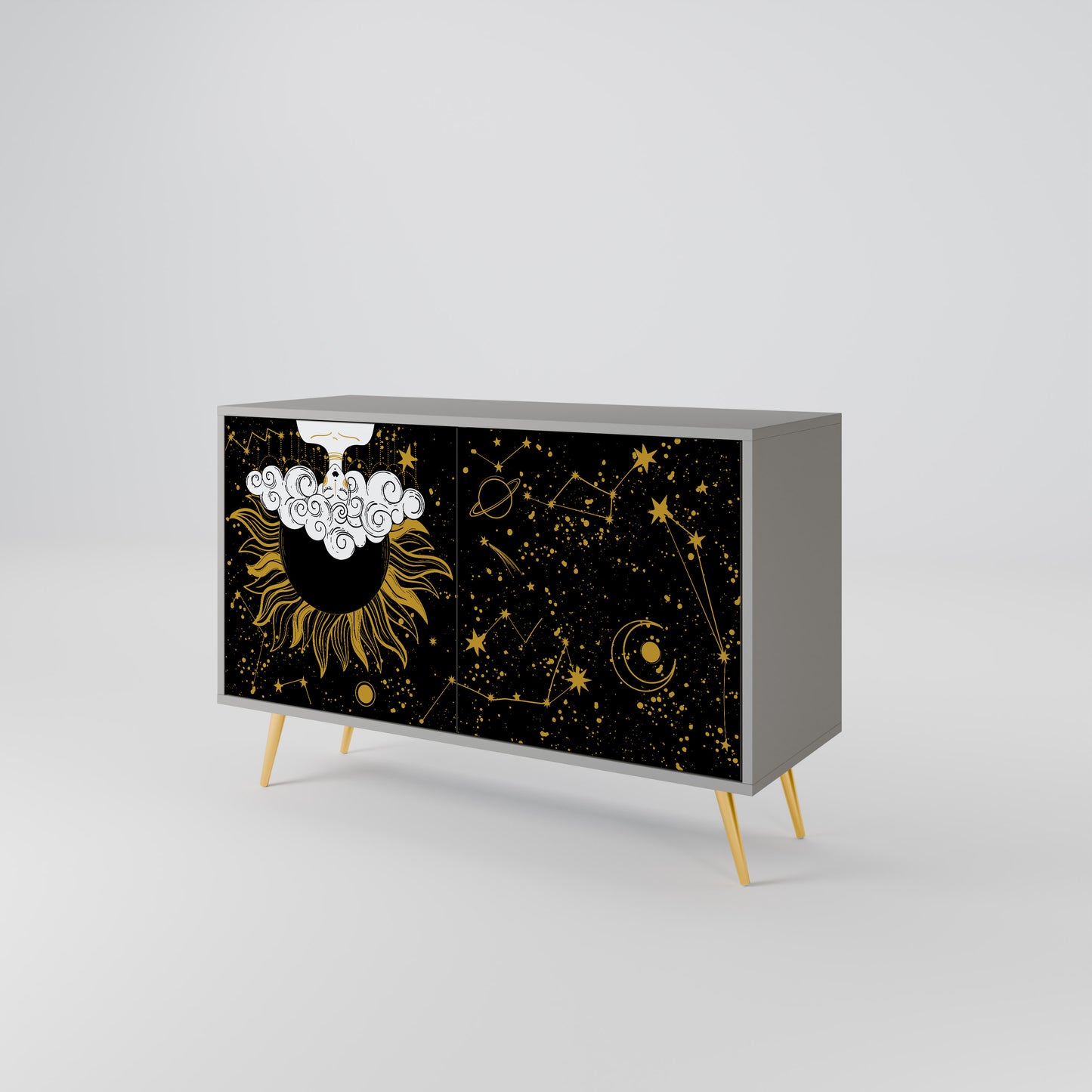 STELLAR CONSTELLATIONS 2-dörrars skänk i grå finish