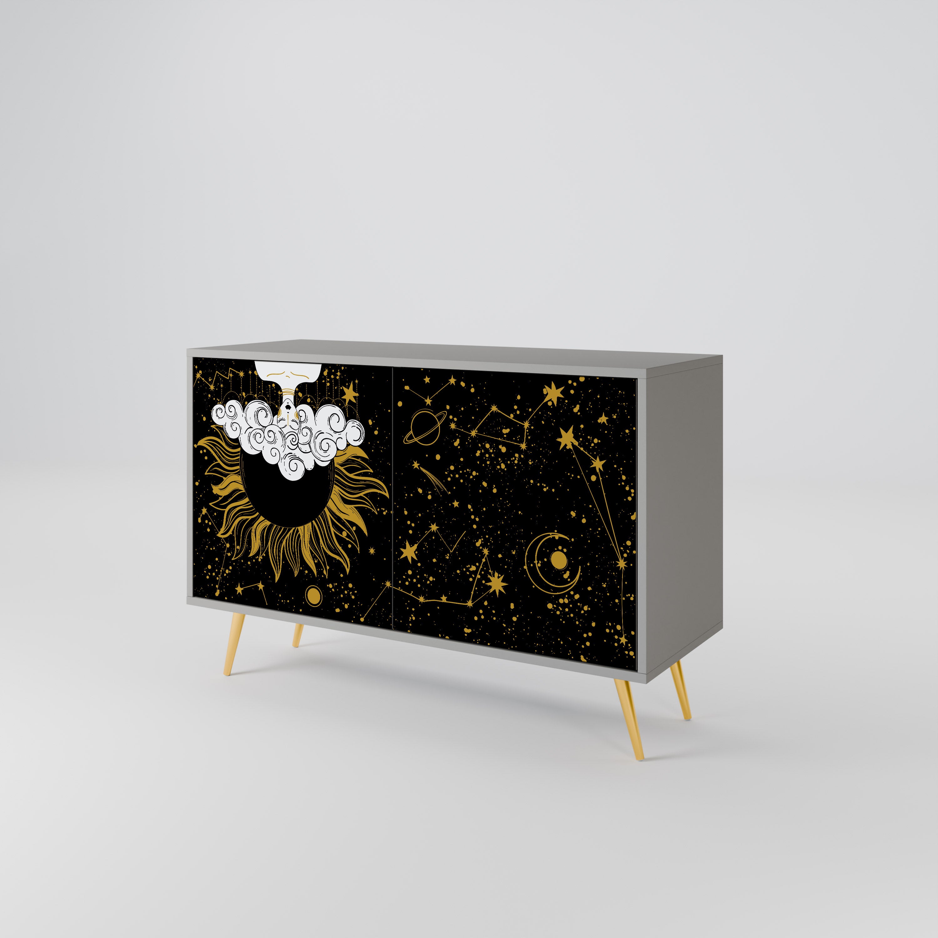 STELLAR CONSTELLATIONS 2-dörrars skänk i grå finish