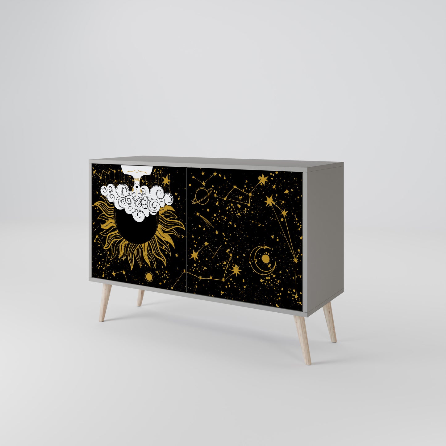 STELLAR CONSTELLATIONS 2-dörrars skänk i grå finish