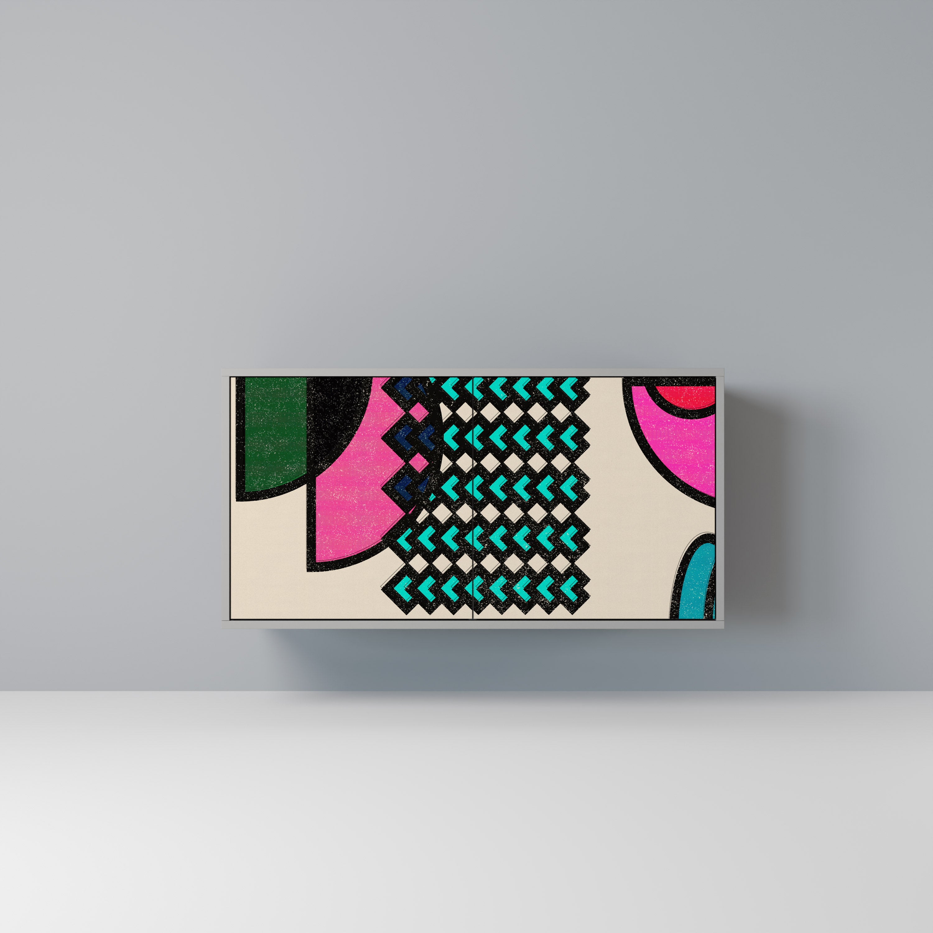 GEOMETRIC RHAPSODY 2-dörrars skänk i grå finish
