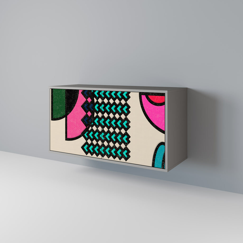 GEOMETRIC RHAPSODY 2-dörrars skänk i grå finish