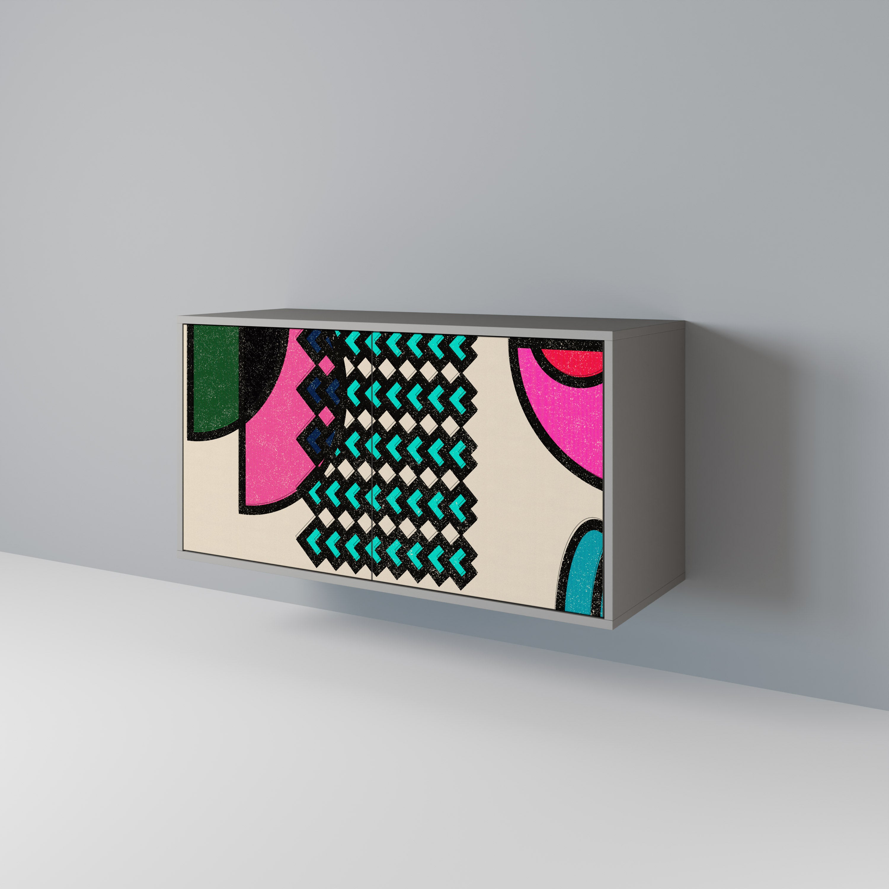 GEOMETRIC RHAPSODY 2-dörrars skänk i grå finish