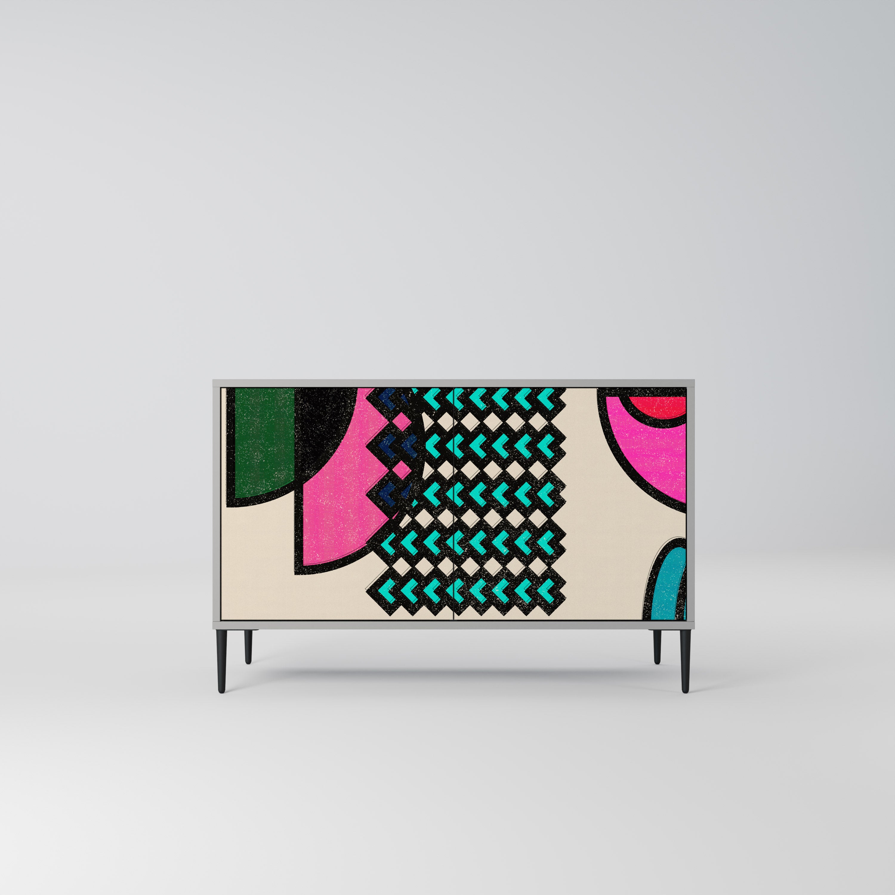 GEOMETRIC RHAPSODY 2-dörrars skänk i grå finish