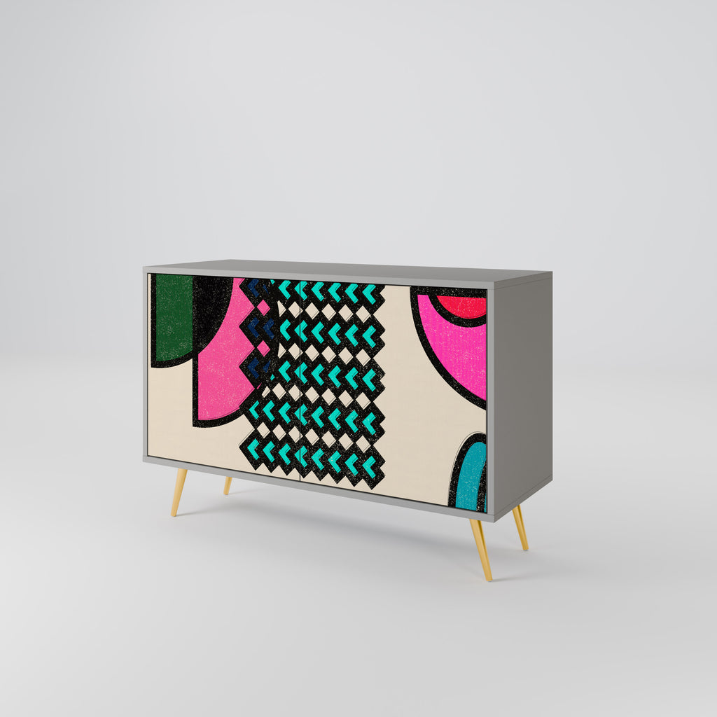 GEOMETRIC RHAPSODY 2-dörrars skänk i grå finish