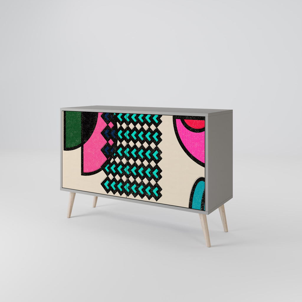 GEOMETRIC RHAPSODY 2-dörrars skänk i grå finish