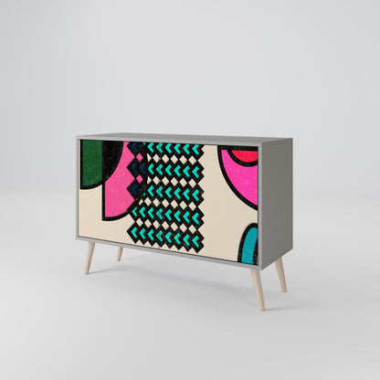 GEOMETRIC RHAPSODY 2-dörrars skänk i grå finish