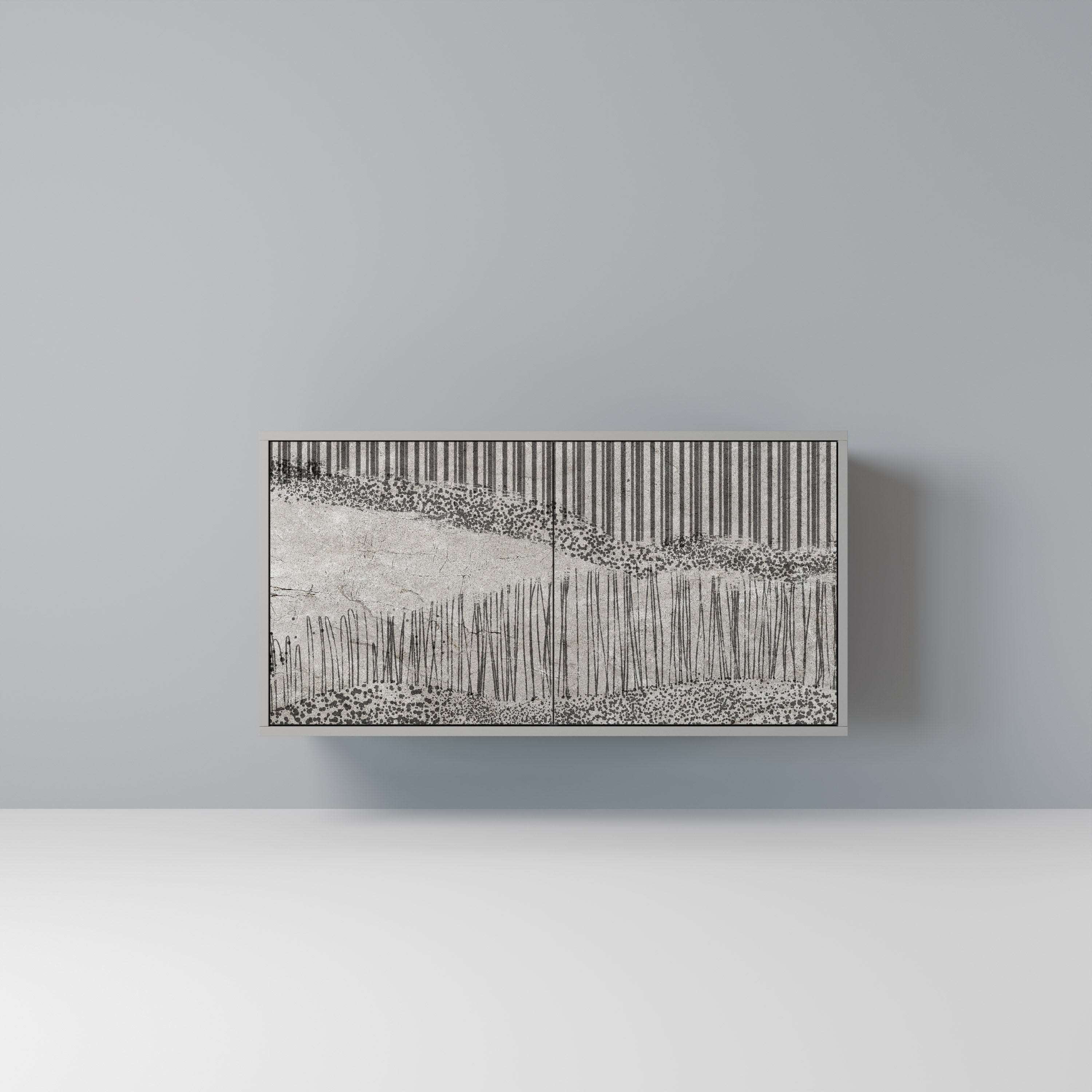 GRAIN LINES 2-dörrars skänk i grå finish