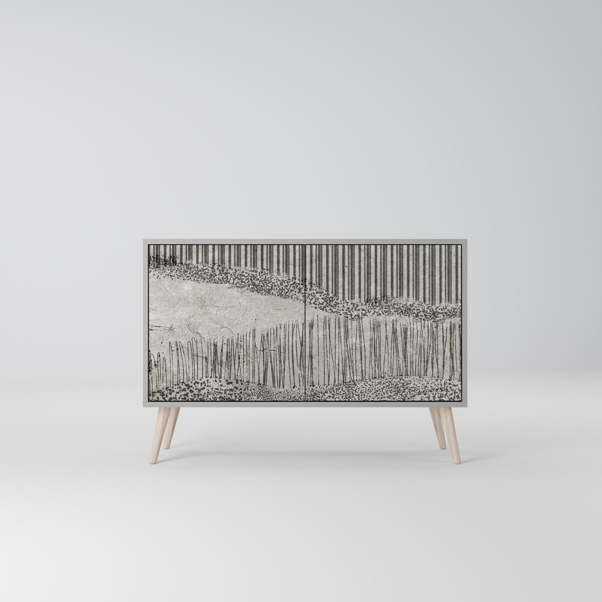 GRAIN LINES Skänk med två dörrar