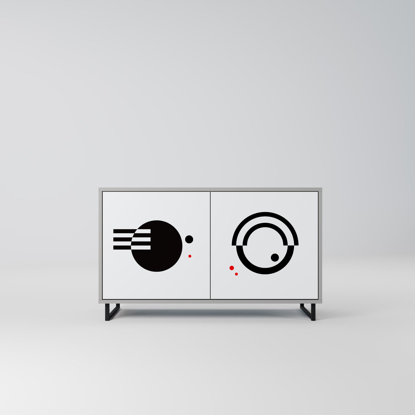BLACK AND WHITE COMBINATION 2-Door Sideboard in Grey Finish