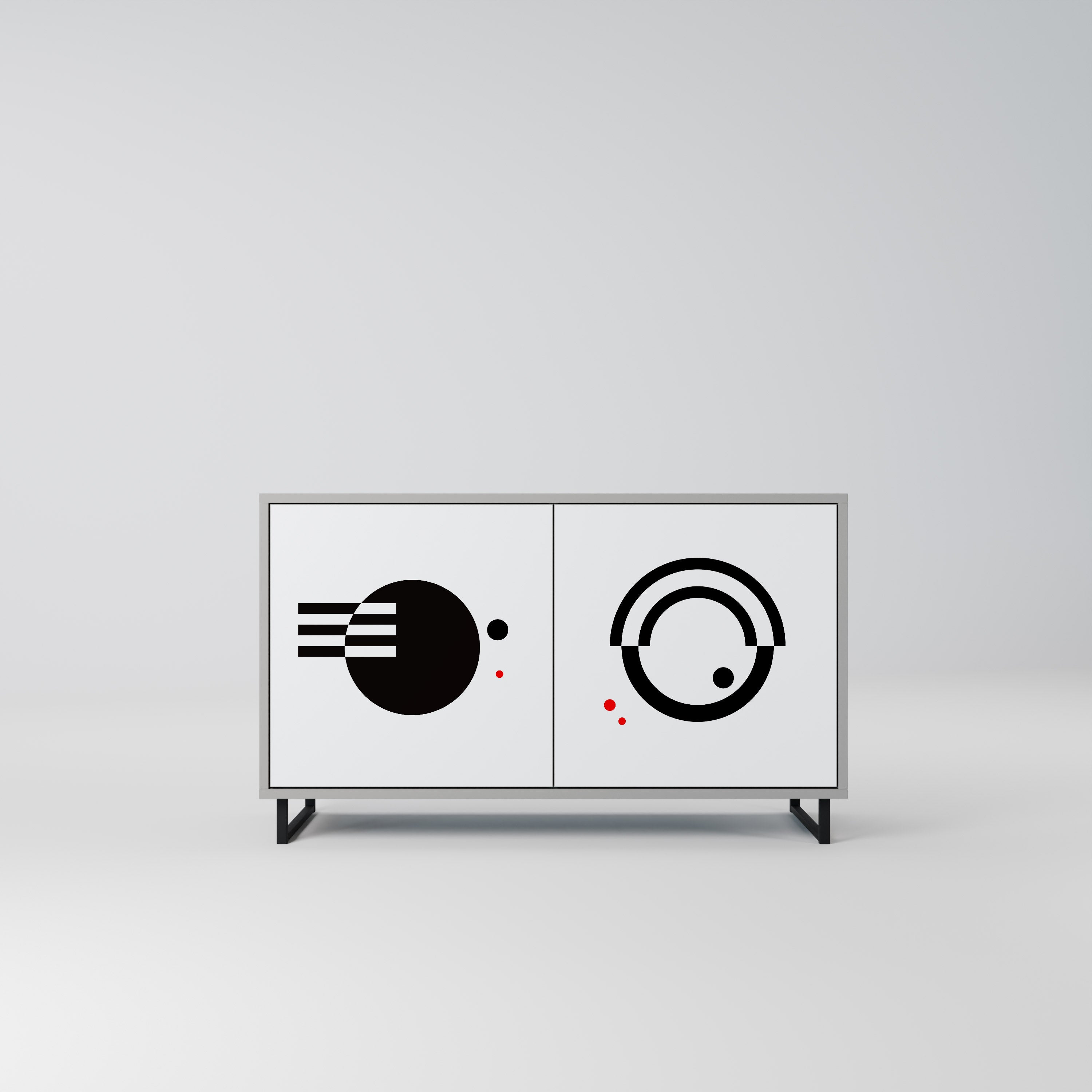 BLACK AND WHITE COMBINATION 2-Door Sideboard in Grey Finish