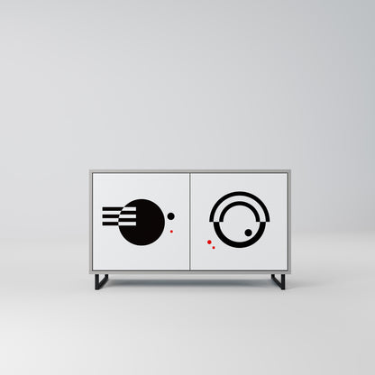BLACK AND WHITE COMBINATION 2-Door Sideboard in Grey Finish