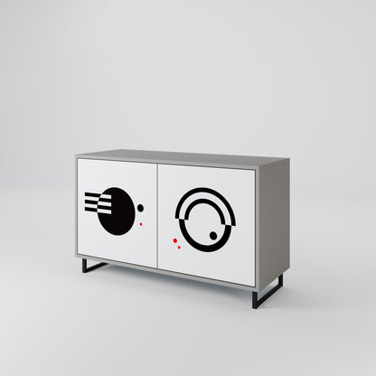 BLACK AND WHITE COMBINATION 2-Door Sideboard in Grey Finish