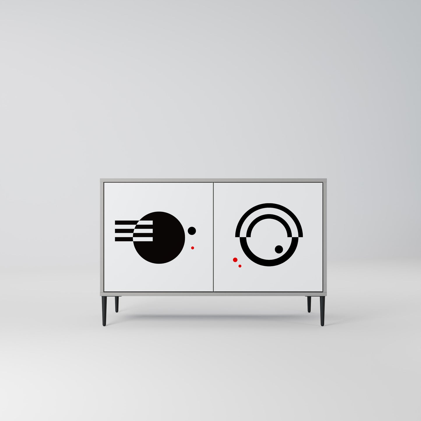 BLACK AND WHITE COMBINATION 2-Door Sideboard in Grey Finish