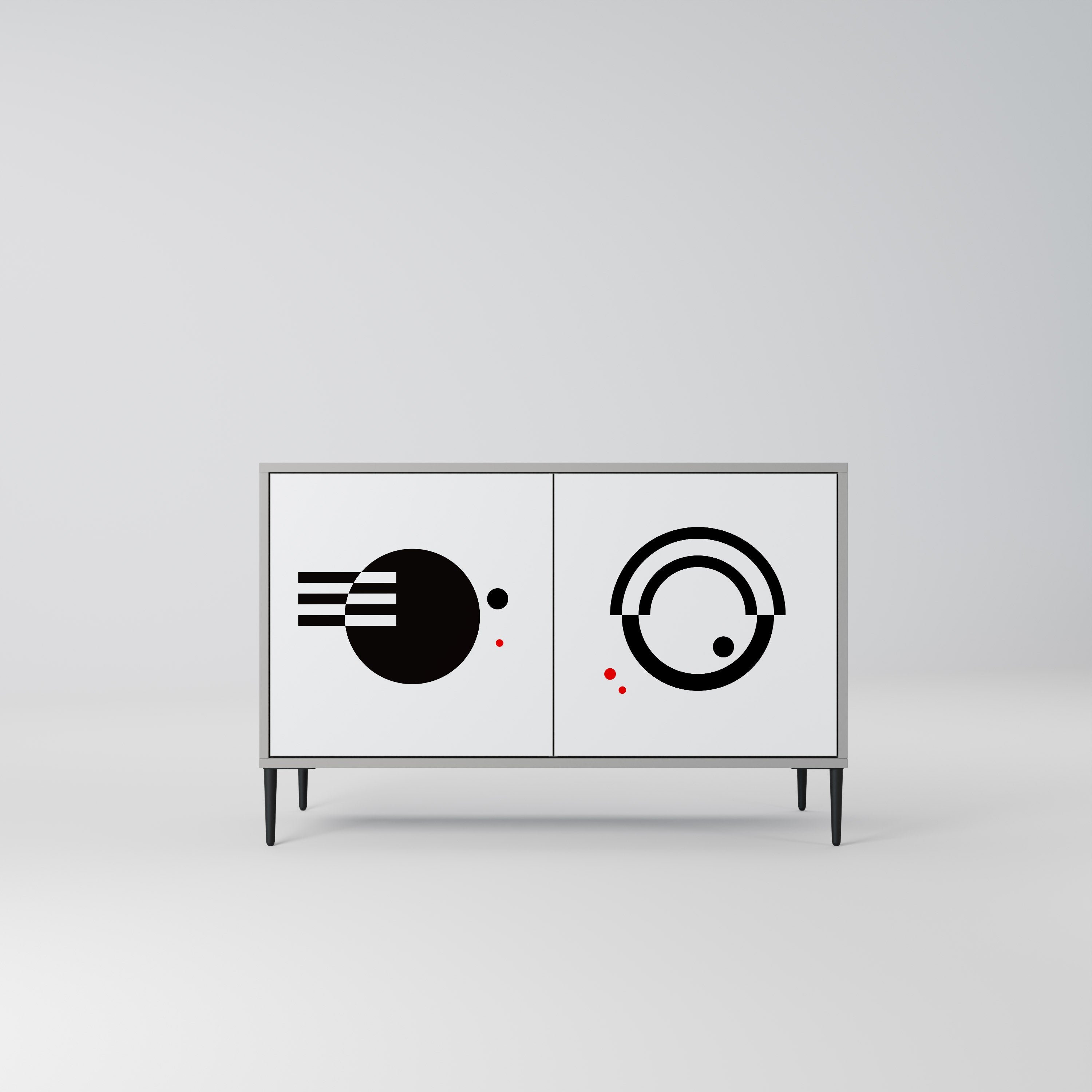 BLACK AND WHITE COMBINATION 2-Door Sideboard in Grey Finish