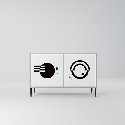 BLACK AND WHITE COMBINATION 2-Door Sideboard in Grey Finish