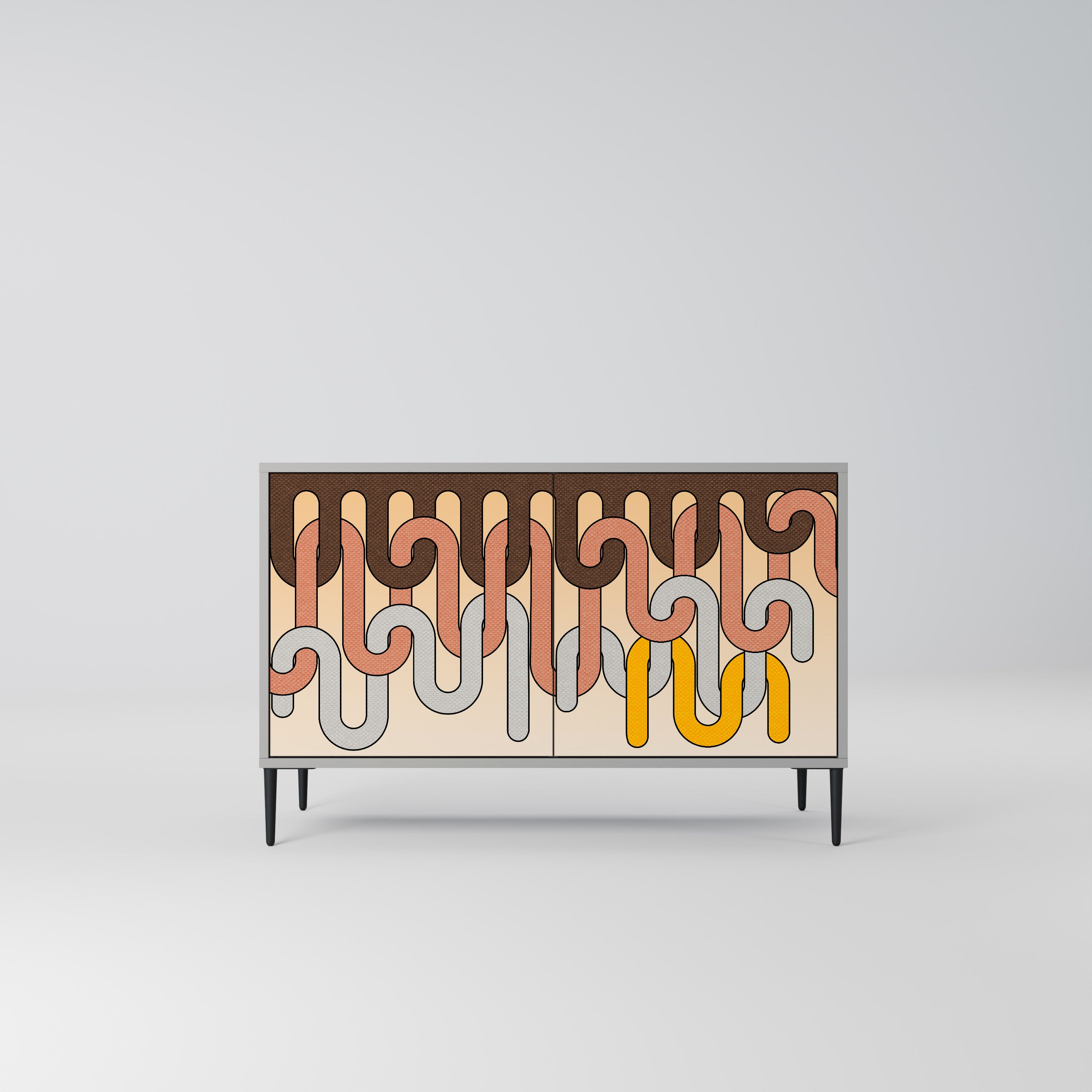 COLORFUL STRINGS 2-Door Sideboard in Grey Finish