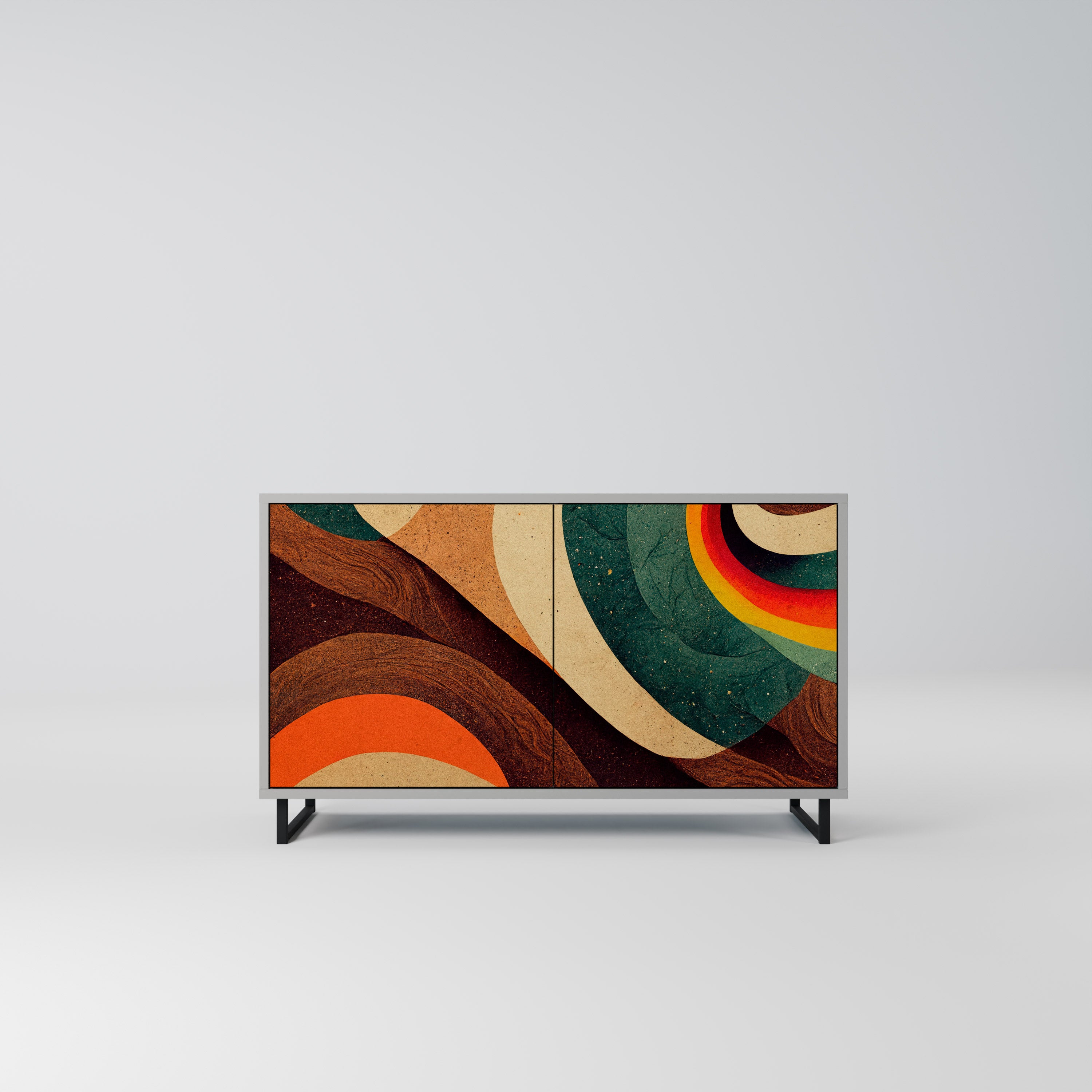 COLORFUL STRANDS 2-Door Sideboard in Grey Finish