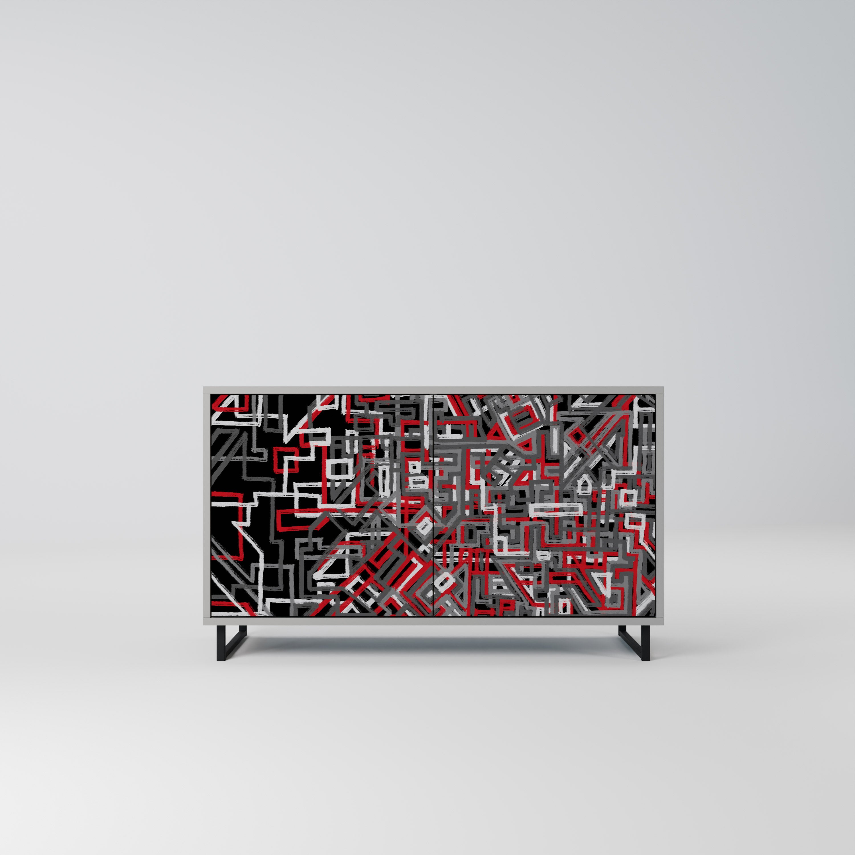 BROKEN LINES 2-Door Sideboard in Grey Finish
