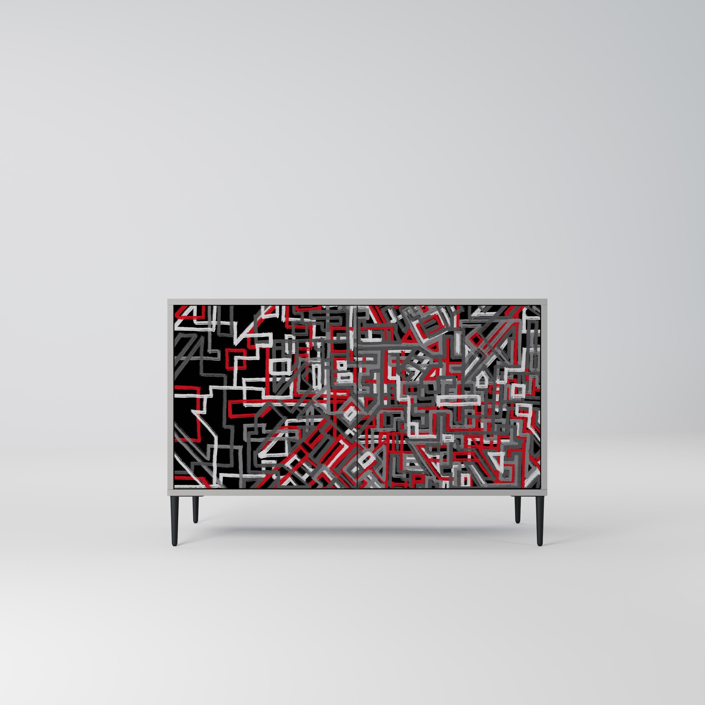 BROKEN LINES 2-Door Sideboard in Grey Finish