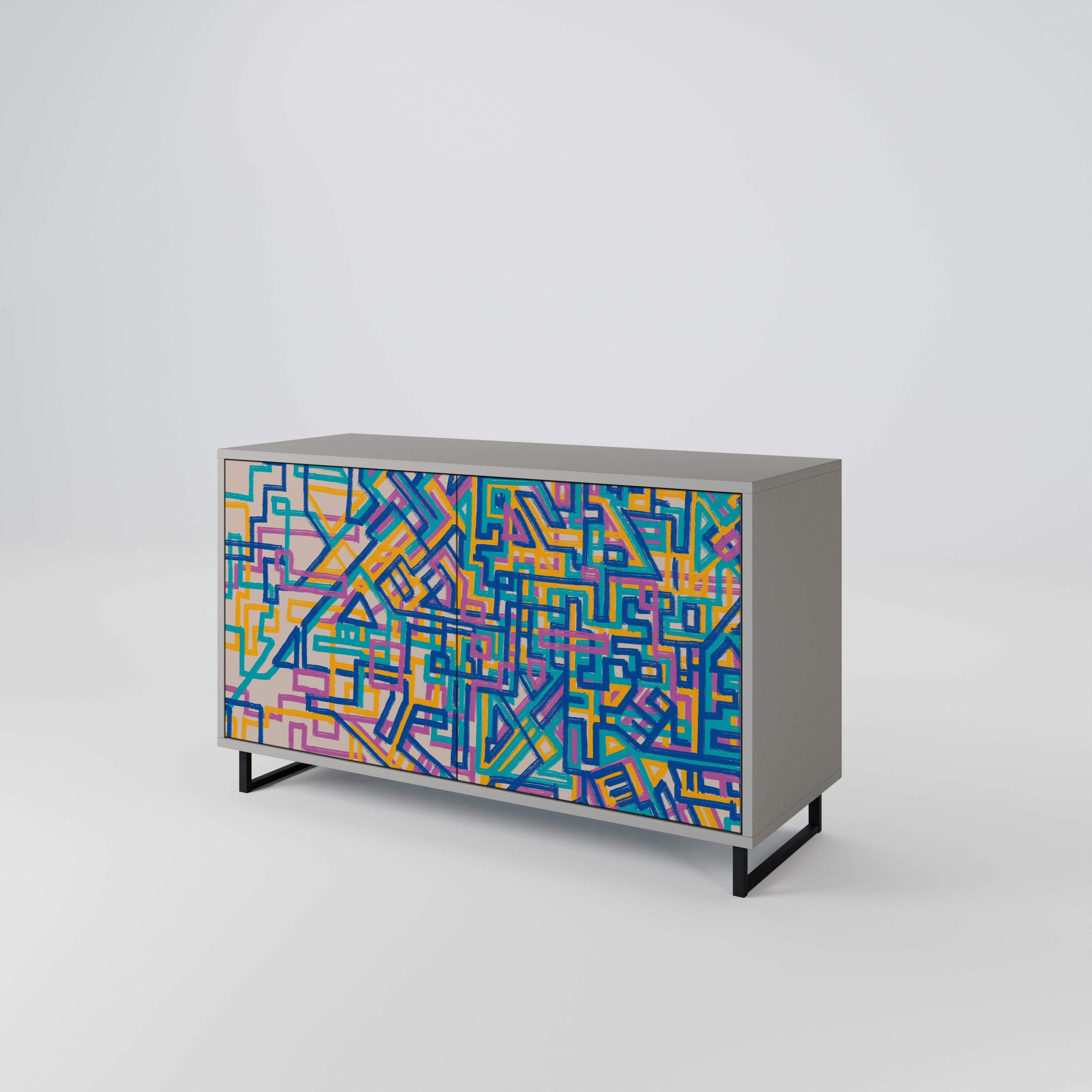 MEMORIES MAP 2-Door Sideboard in Grey Finish