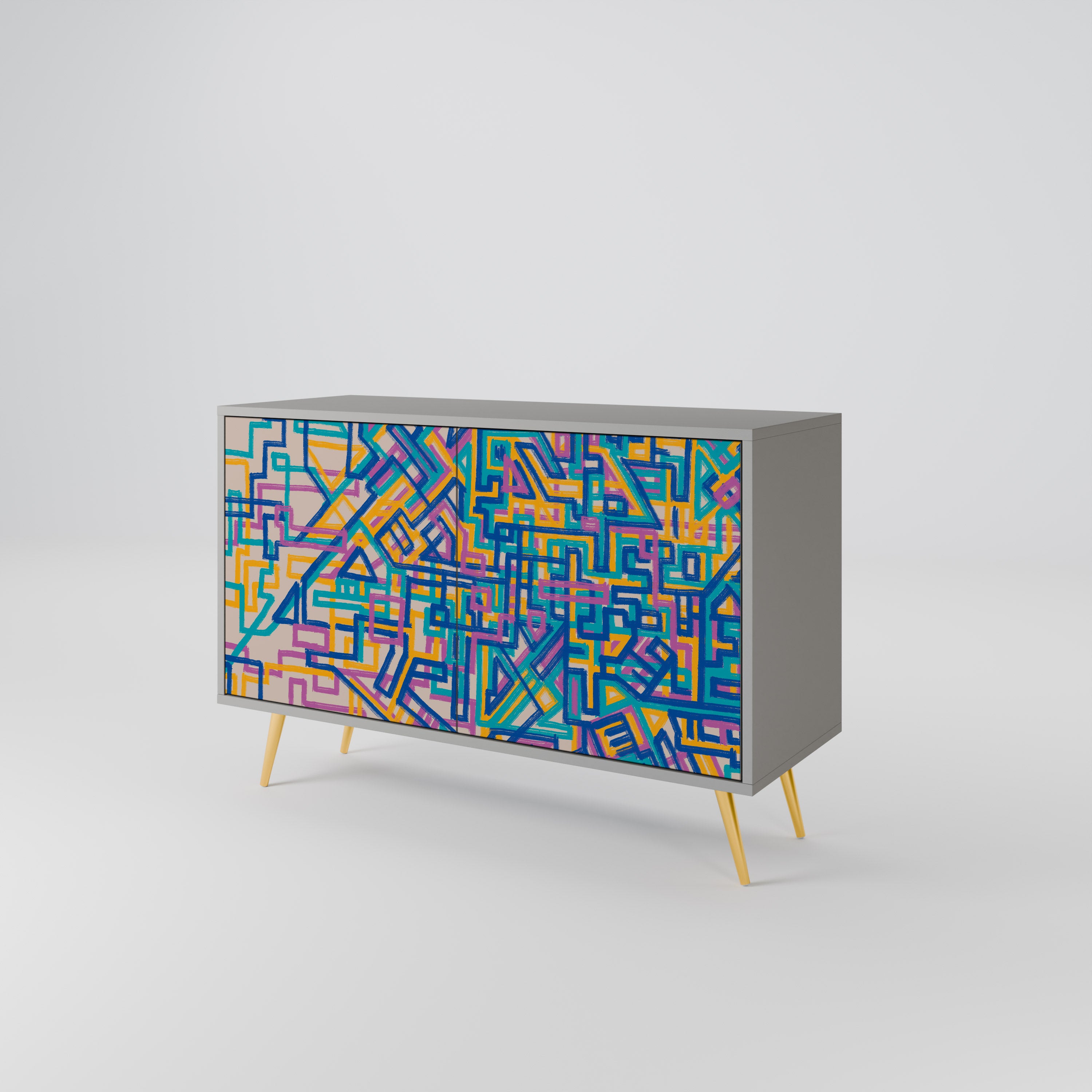 MEMORIES MAP 2-Door Sideboard in Grey Finish