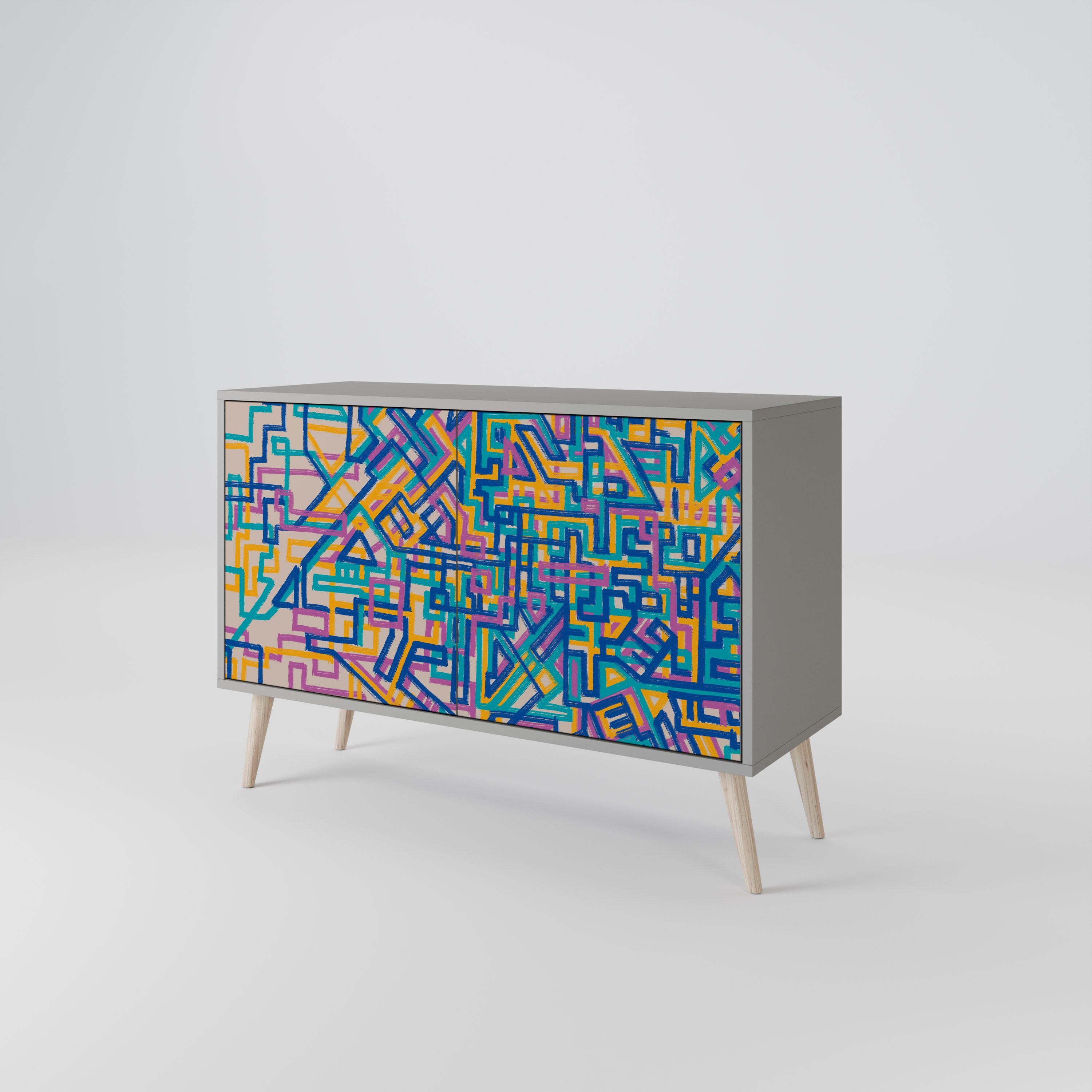 MEMORIES MAP 2-Door Sideboard in Grey Finish