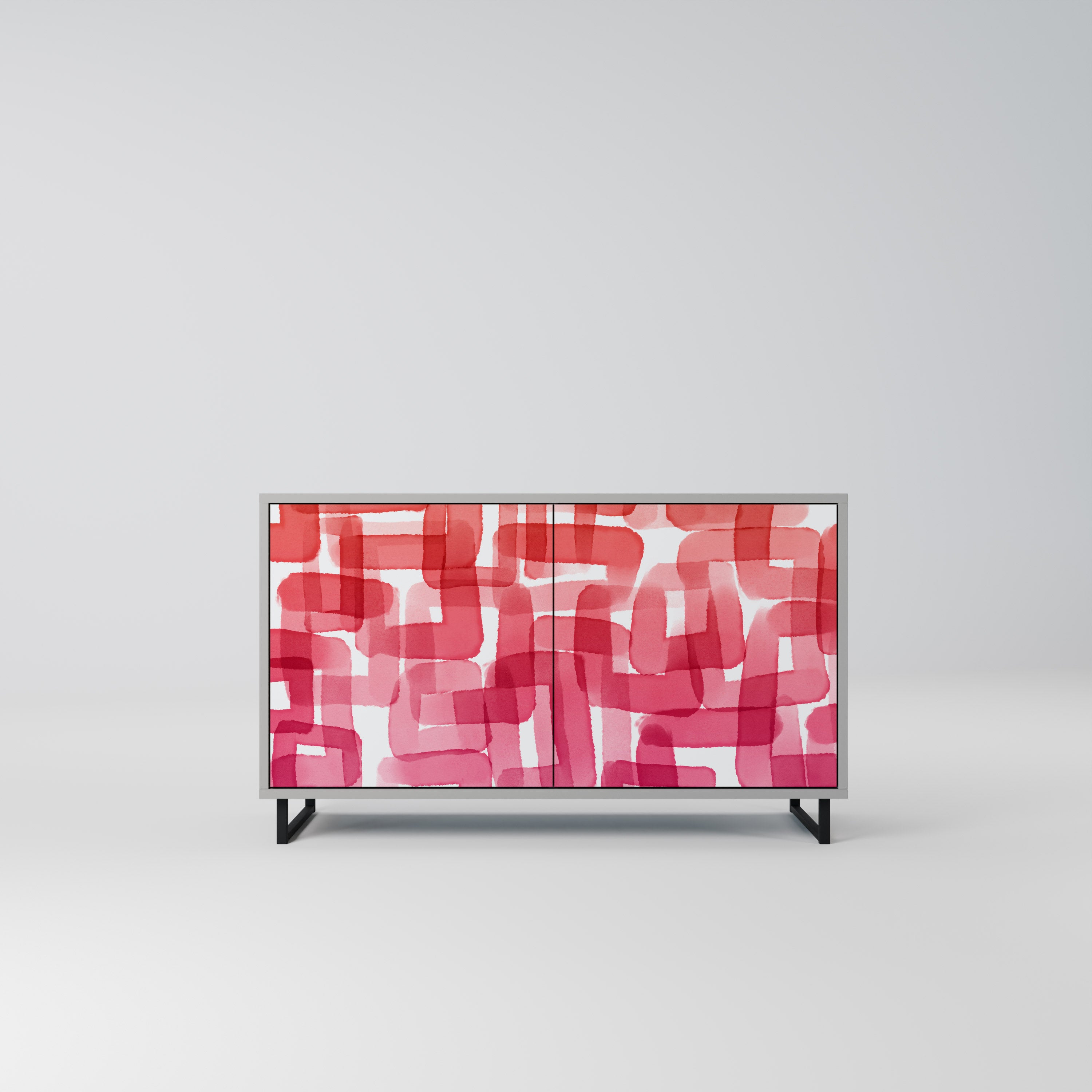 KALEIDOSCOPIC CUBISM 2-Door Sideboard in Grey Finish