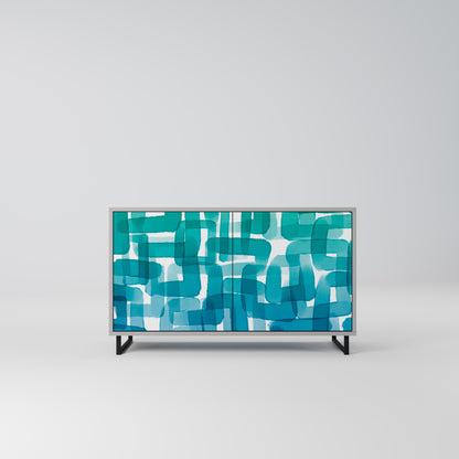 TURQUOISE RECTANGLES 2-Door Sideboard in Grey Finish