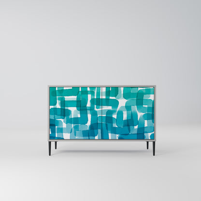 TURQUOISE RECTANGLES 2-Door Sideboard in Grey Finish