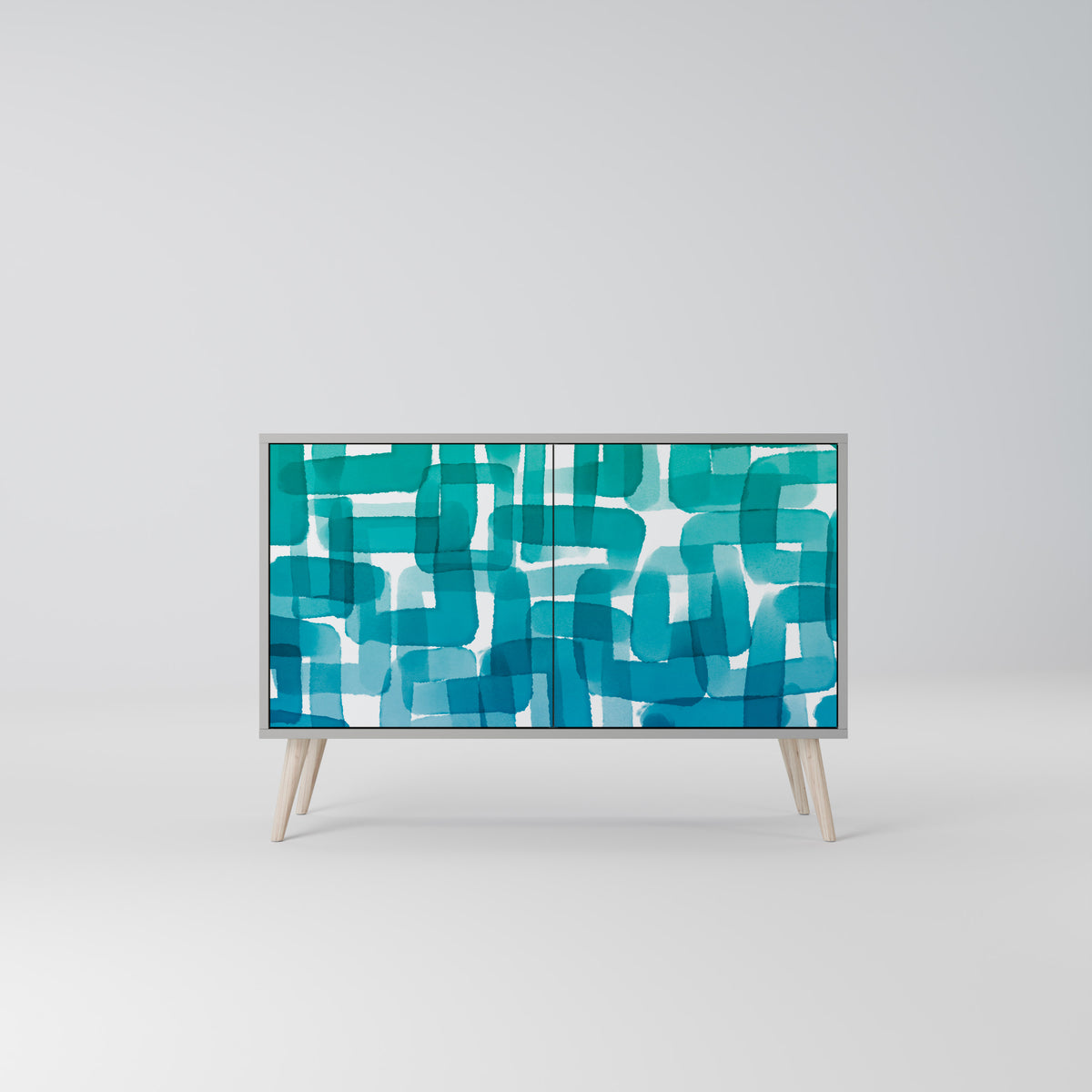 TURQUOISE RECTANGLES Skänk med två dörrar