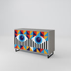 ABSTRACTION AND GEOMETRY 2-Door Sideboard in Grey Finish