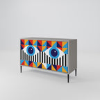 ABSTRACTION AND GEOMETRY 2-Door Sideboard in Grey Finish