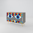 ABSTRACTION AND GEOMETRY 2-Door Sideboard in Grey Finish
