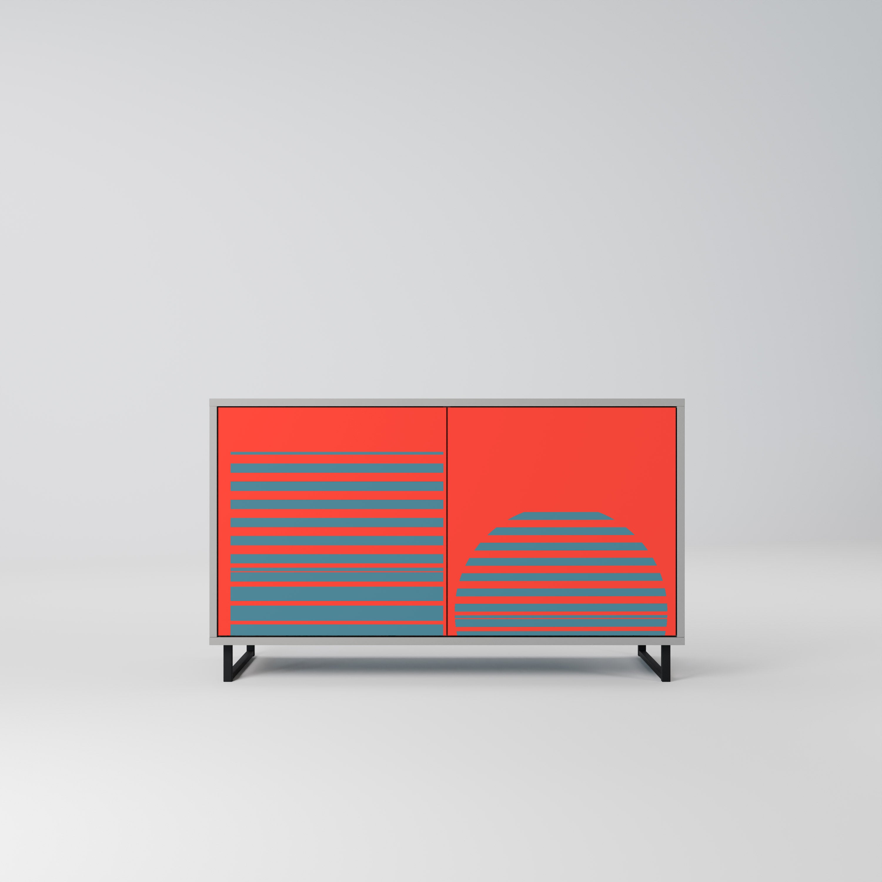 RISING GEOMETRY STARS 2-Door Sideboard in Grey Finish