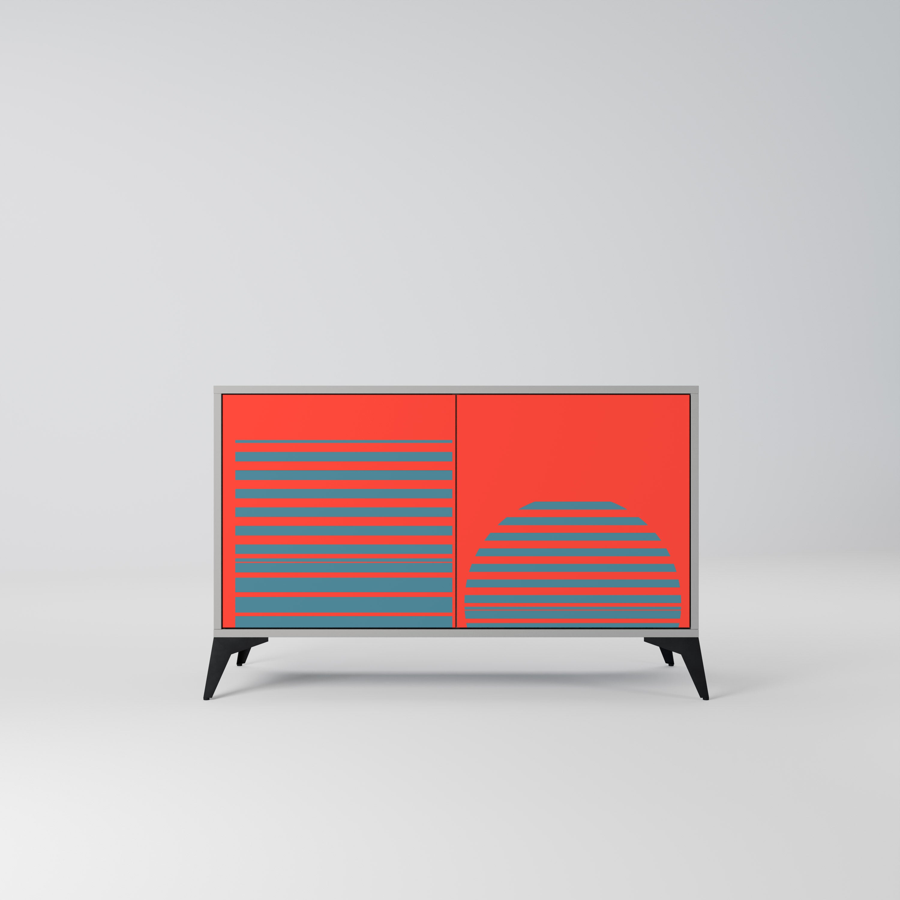 RISING GEOMETRY STARS 2-Door Sideboard in Grey Finish