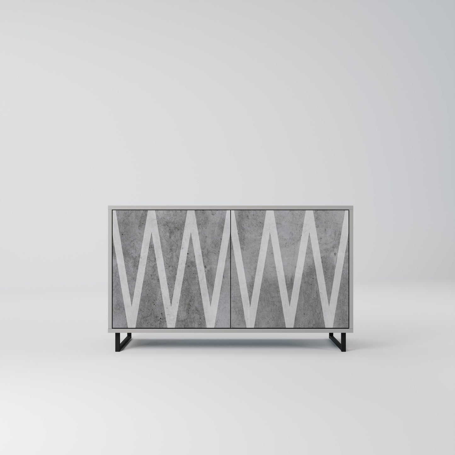 SOLID ZIG ZAG 2-Door Sideboard in Grey Finish