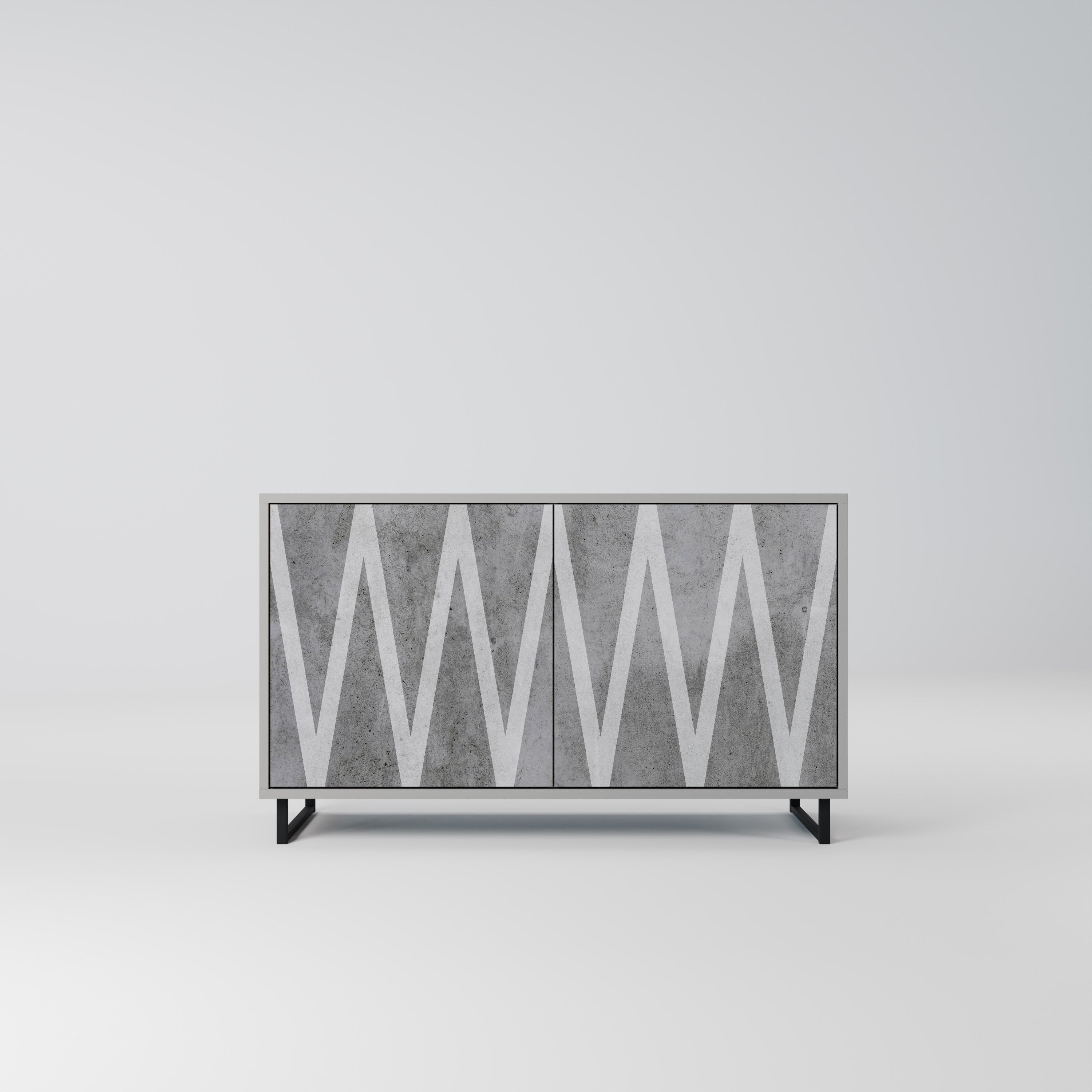 SOLID ZIG ZAG 2-Door Sideboard in Grey Finish