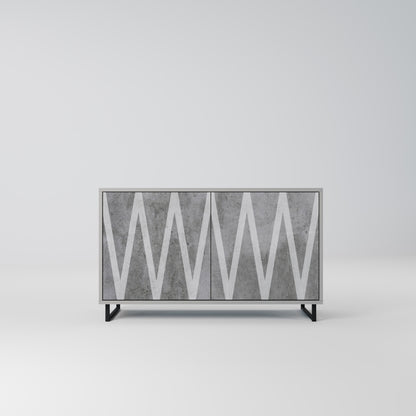 SOLID ZIG ZAG 2-Door Sideboard in Grey Finish