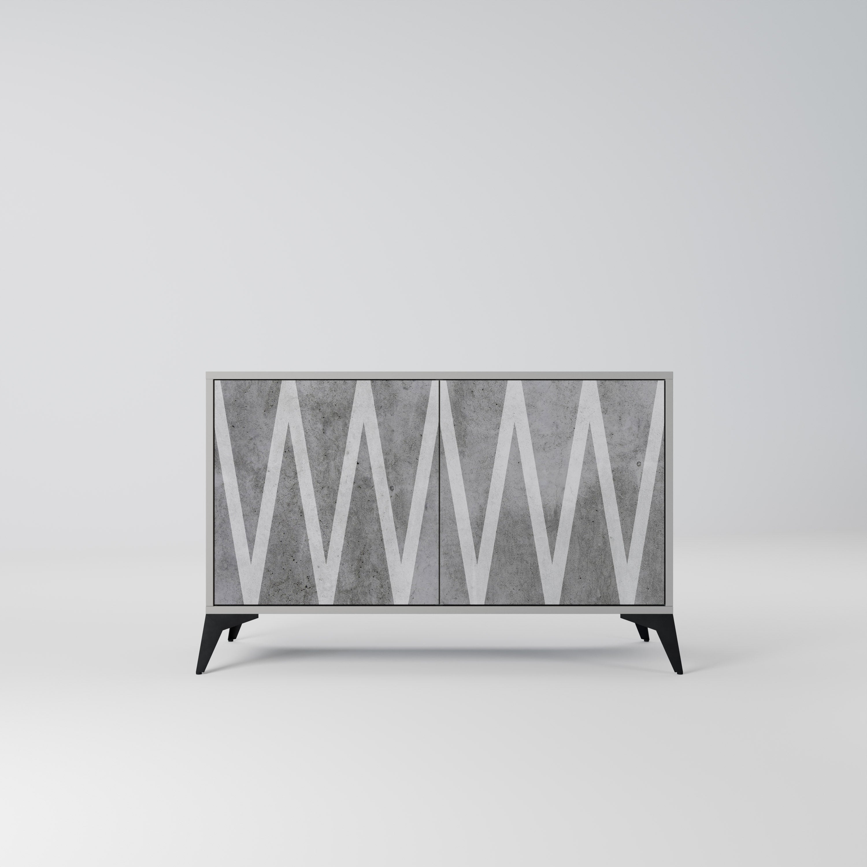 SOLID ZIG ZAG 2-Door Sideboard in Grey Finish